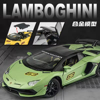 1:32 Diecast Lamborghini Aventador With Acrylic Display Box - Green