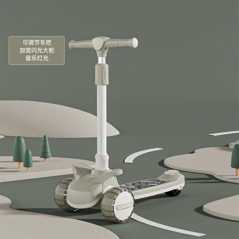 Happy Kids Seat Scooter With Light & Music - Muted Olive