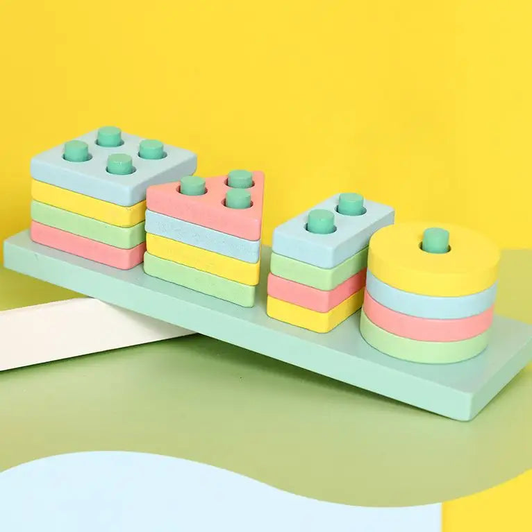 Wooden Geometry Shapes - 4 Columns Set