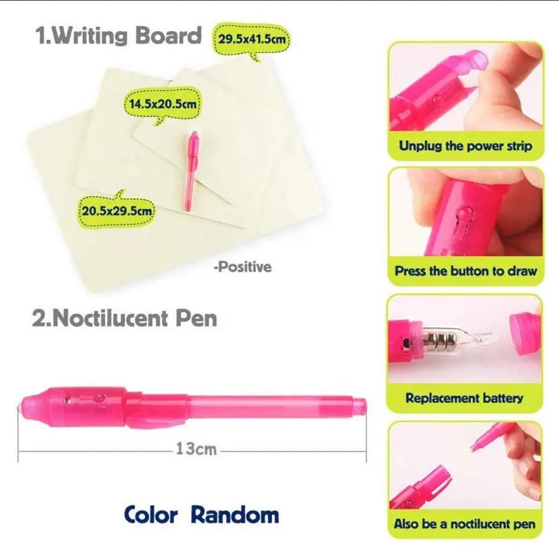 Draw With Lights Fun Painting Board With Nightlight Pen