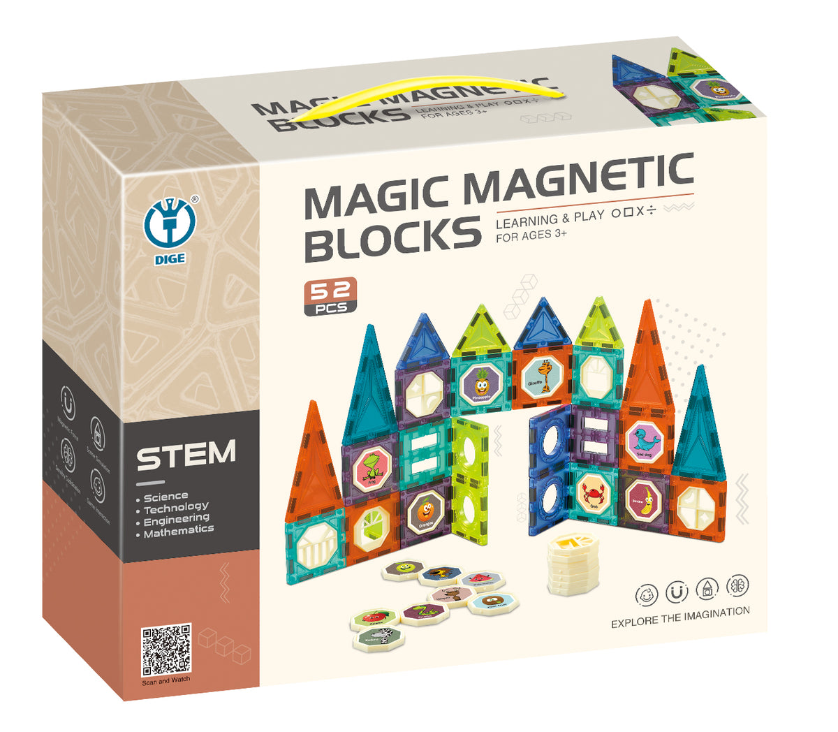 52 Pieces Magic Magnetic Blocks