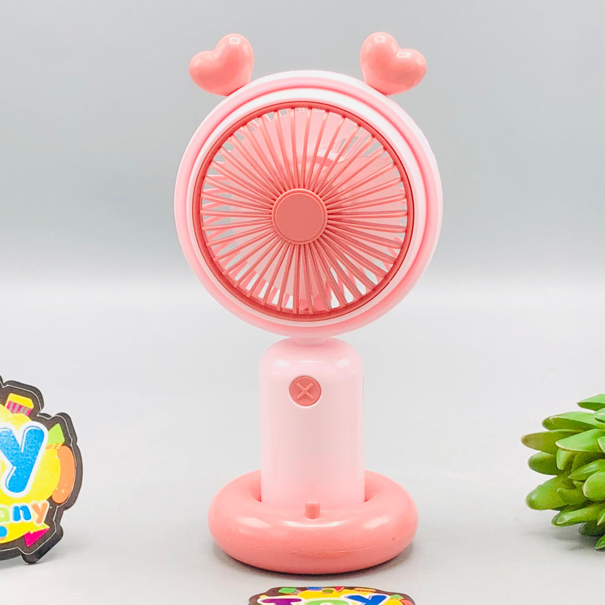 6.5" Rechargeable Heart Design Mini Fan With Light