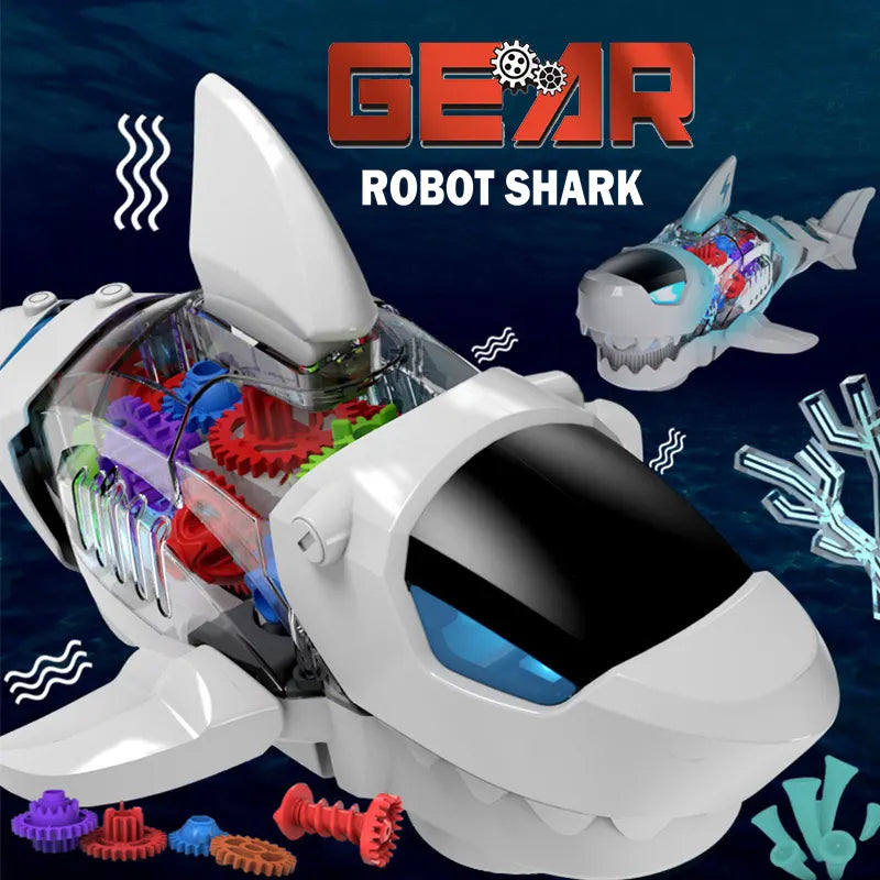 Transparent Gear Robot Shark With Light & Music