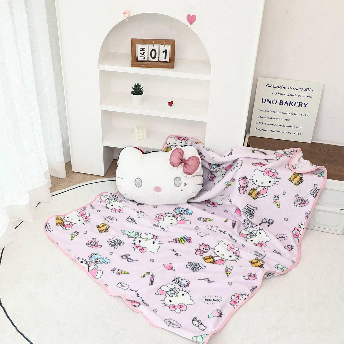 2in1 Kids Premium Hello Kitty Pillow & Fleece Blanket