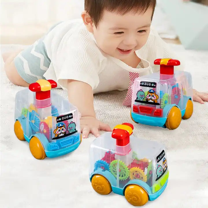 ABS Transparent Body Push & Go Gear Bus
