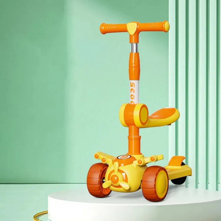 2in1 Kids Light & Sound Push Scooter - Yellow
