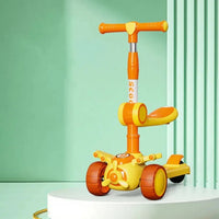 2in1 Kids Light & Sound Push Scooter - Yellow