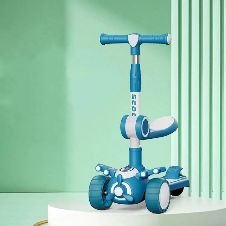 2in1 Kids Light & Sound Push Scooter - Sky Blue