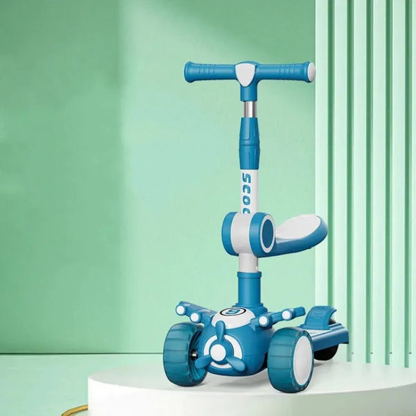 2in1 Kids Light & Sound Push Scooter - Sky Blue