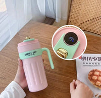 650ml Stainless Steel Temperature Display Coffee Cup - Pink
