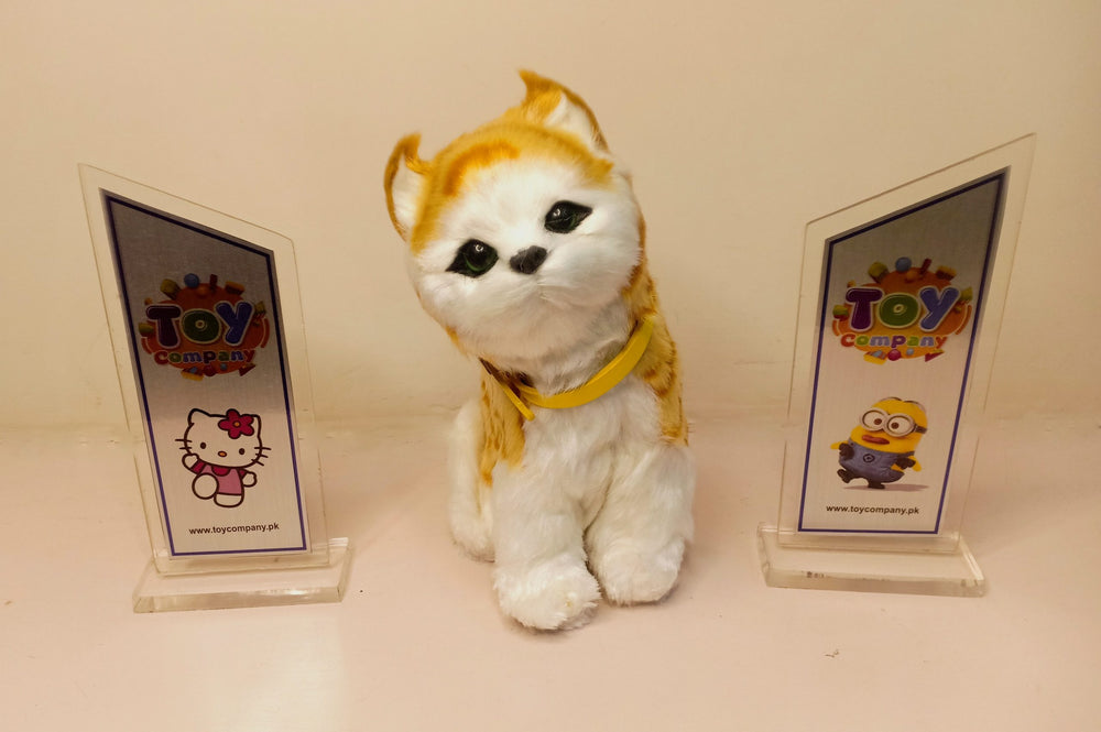 Little Alive Punched Face Persian Toy Cat - Yellow & White