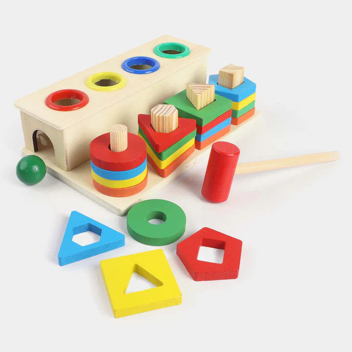 Wooden 2in1 Shape Sorter & Pounding Game