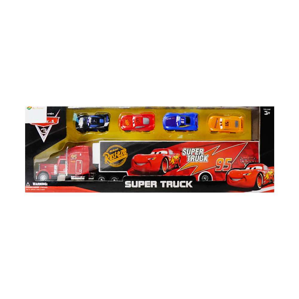 Kids Inertial McQueen Truck With 4Pcs Mini Cars
