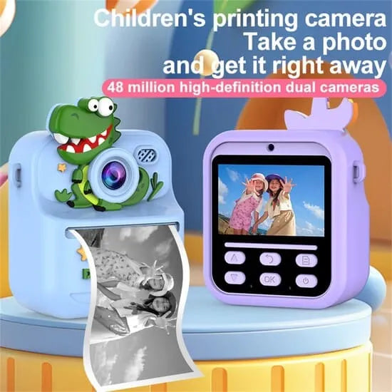 Kids Dinosaur Themed Instant Print Camera With Silicon Case
