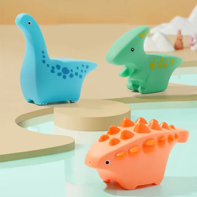 6Pcs Vinyl Dinosaur Baby Bath Toys