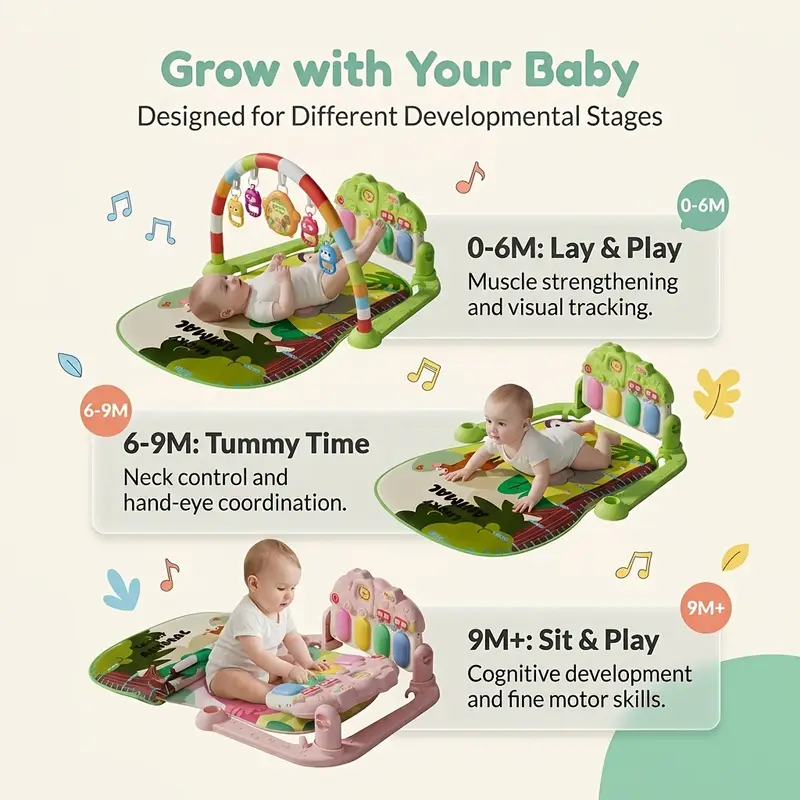 Jungle Themed Baby Musical Piano Play Gym