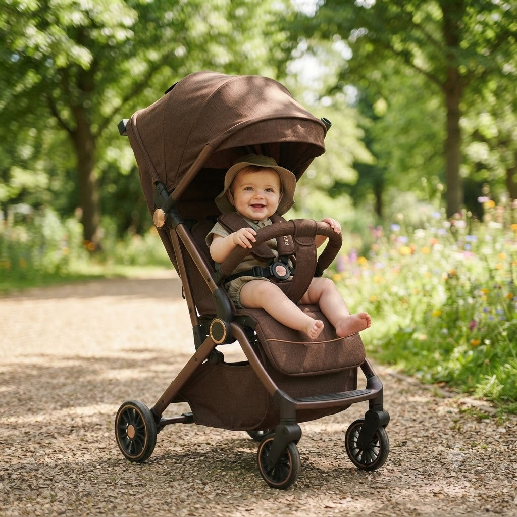 Kaedyn Premium Foldable Baby Stroller - Brown