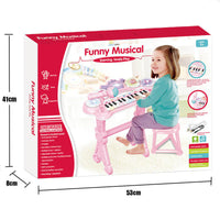 Electronic Keyboard Piano & Musical Drum With Stool - Blue
