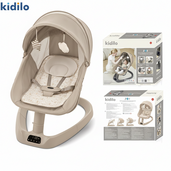 Kidilo 3in1 Deluxe Multi-functional Baby Bassinet - Beige