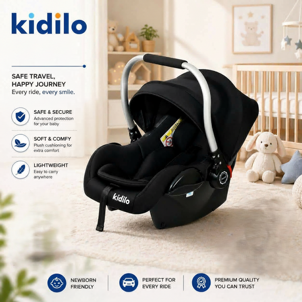 Kidilo Premium Baby Carrier with Canopy - Silver Handle 