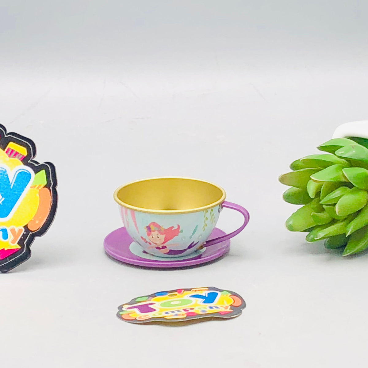 Kids 14Pcs Mermaid Themed Metal Tea Set