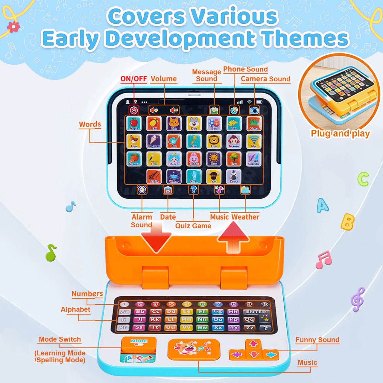 Kids 2in1 Alphabet & Words Learning Laptop