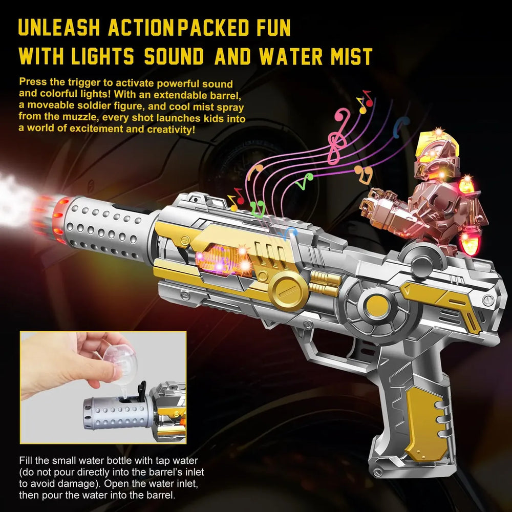 Kids Action Figure Spray Gun With Light & Music
