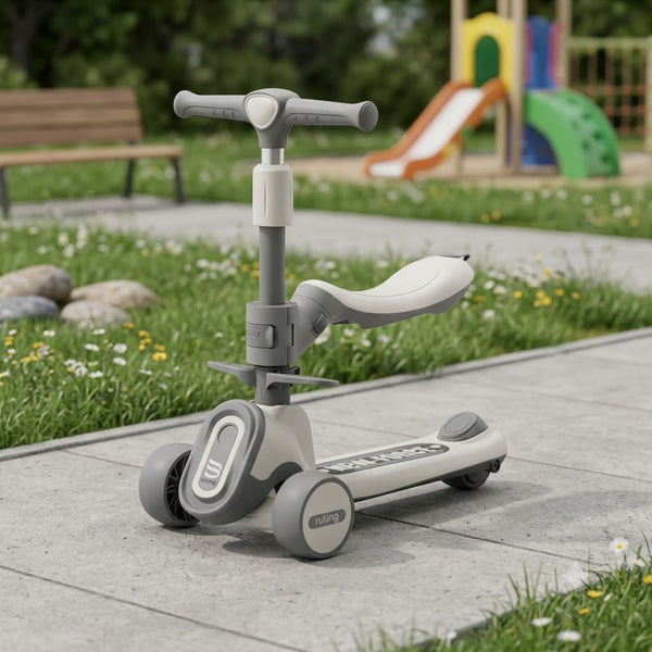 Kids Adjustable Height Seat Scooter With Light & Music - Gray
