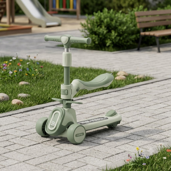 Kids Adjustable Height Seat Scooter With Light & Music - Green