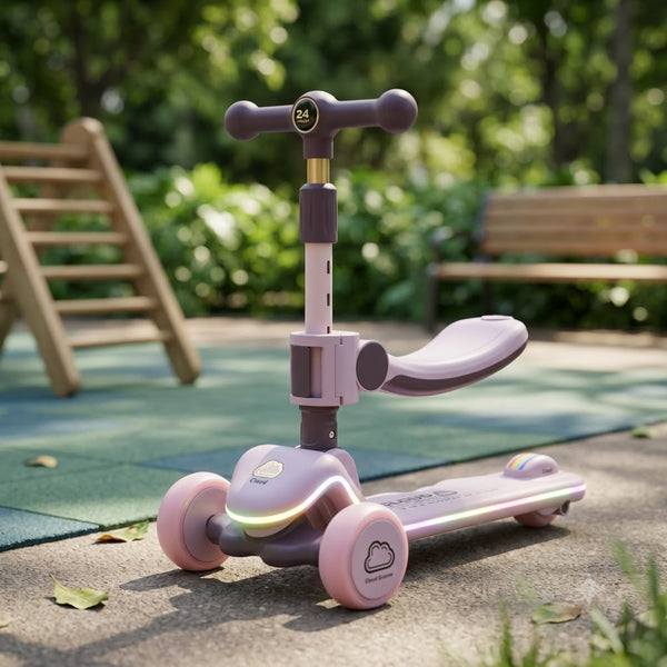 Kids Cloud Design Seat Scooter With Light & Music - Pink