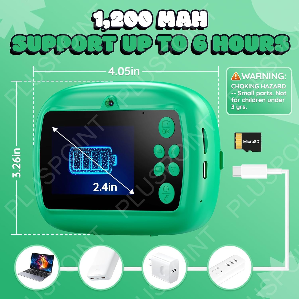 Kids Cute Dinosaur Themed Instant Digital Print Camera