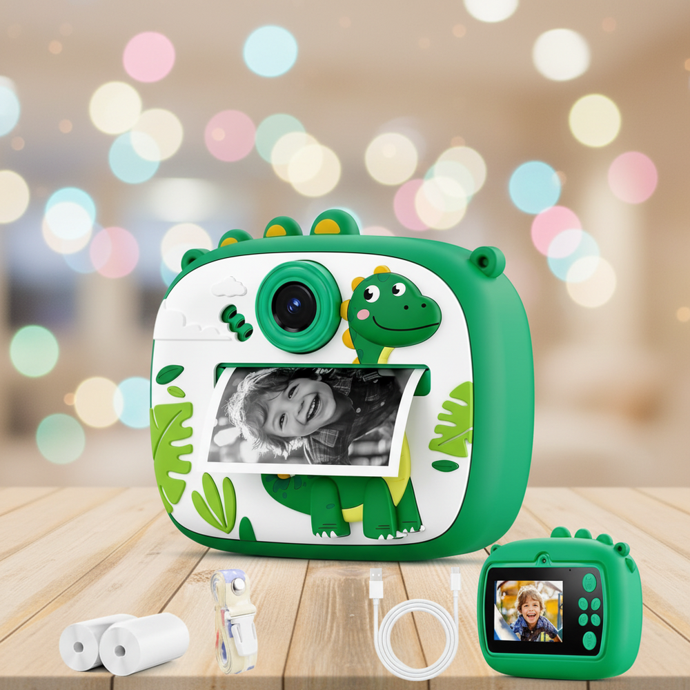 Kids Cute Dinosaur Themed Instant Digital Print Camera