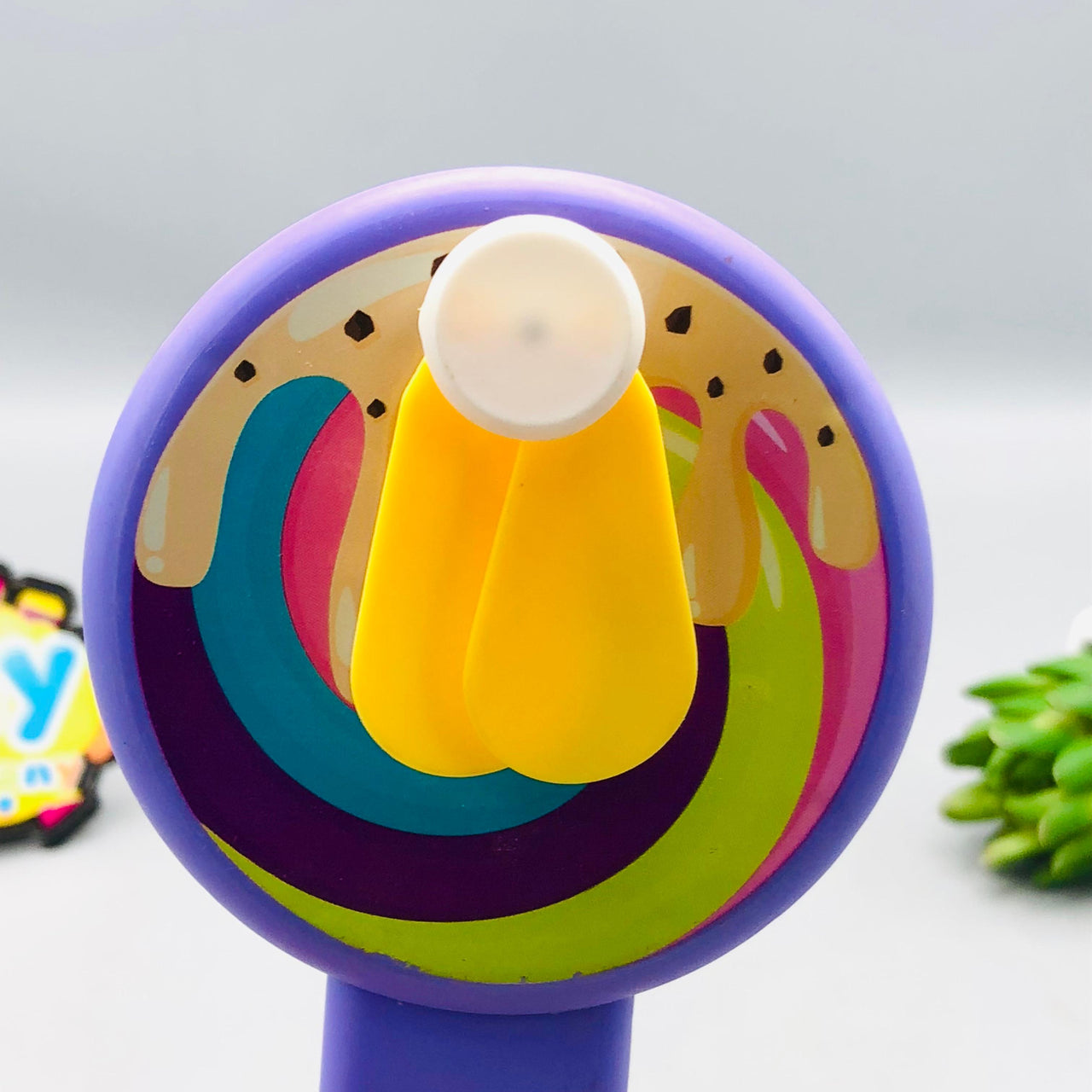 Kids Cute Mini Lollipop Hand Press Fan - 1Pc