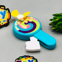 Kids Cute Mini Lollipop Hand Press Fan - 1Pc