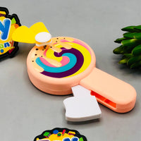 Kids Cute Mini Lollipop Hand Press Fan - 1Pc
