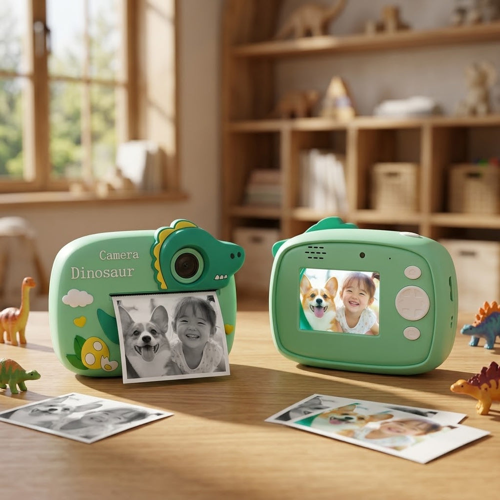 Kids Dinosaur Digital Instant Print Camera With Silicon Case