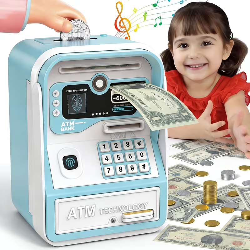 Kids Fingerprint & Password Unlock ATM Machine
