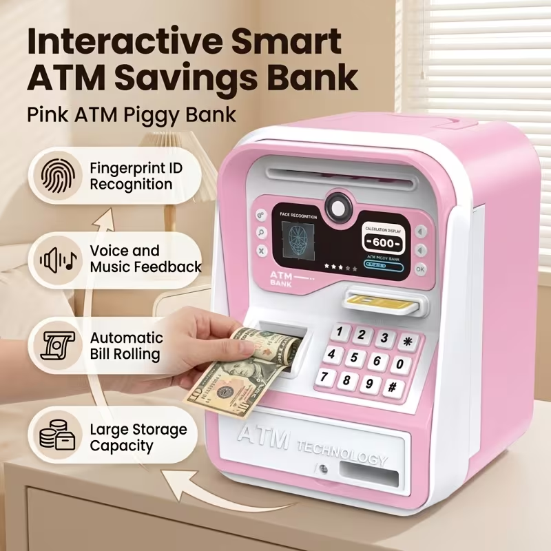 Kids Fingerprint & Password Unlock ATM Machine