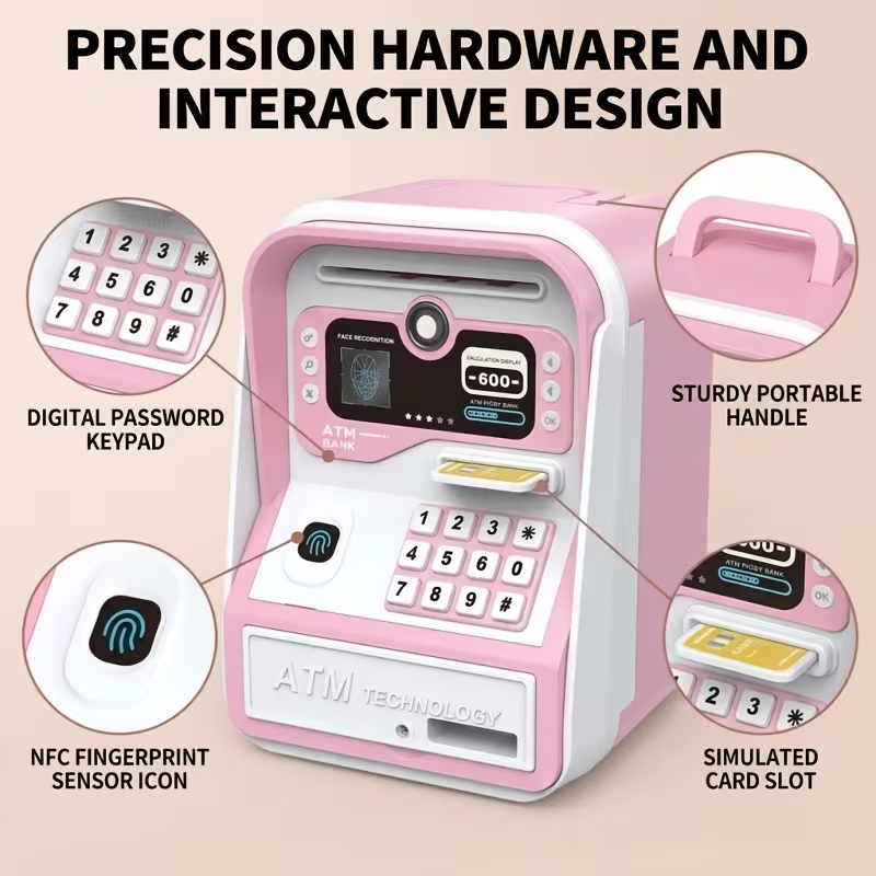 Kids Fingerprint & Password Unlock ATM Machine