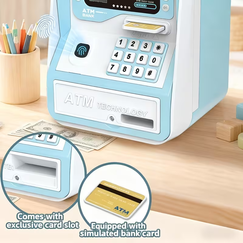 Kids Fingerprint & Password Unlock ATM Machine
