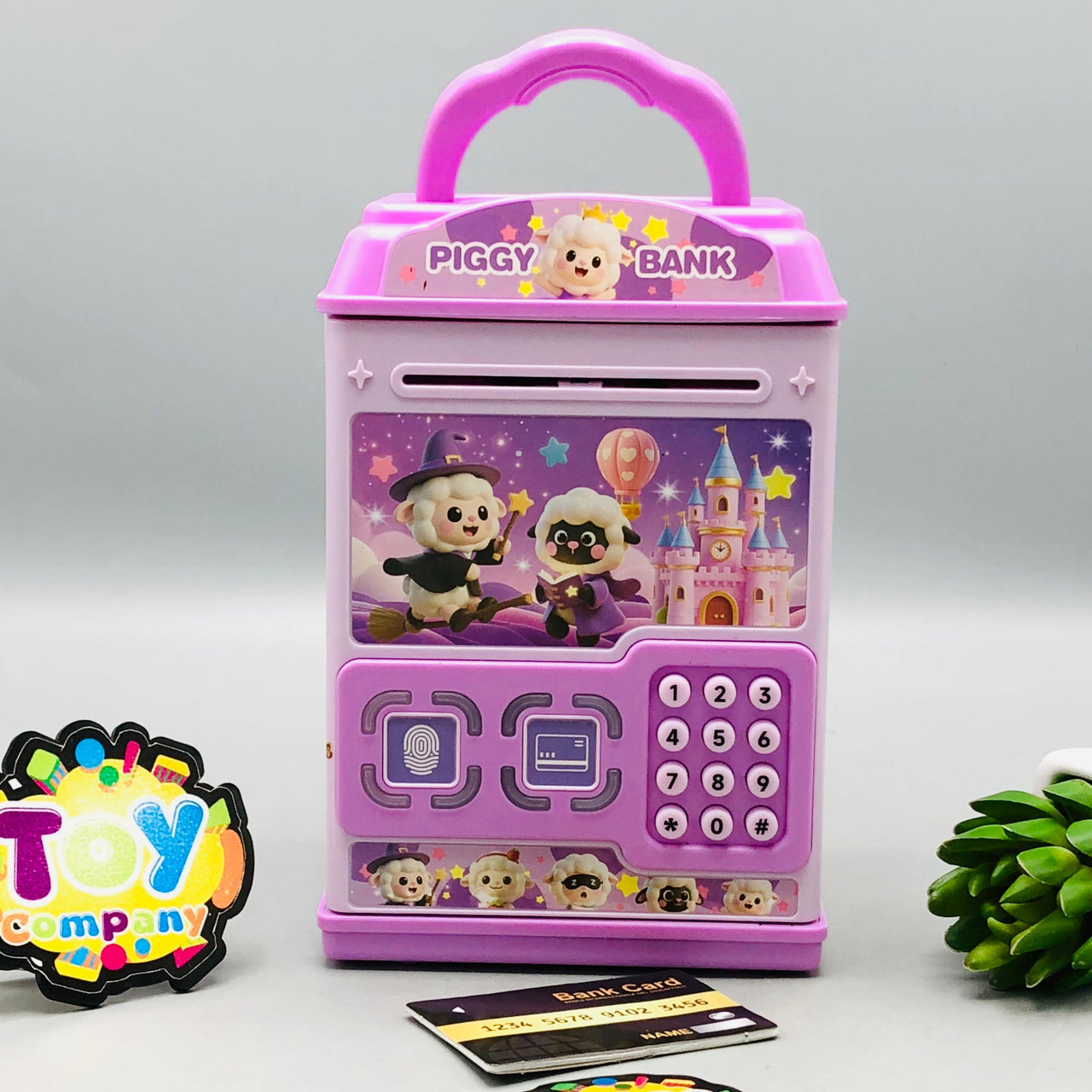 Kids Fingerprint & Swipe Card Unlock Piggy Bank - Purple