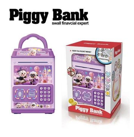 Kids Fingerprint & Swipe Card Unlock Piggy Bank - Purple