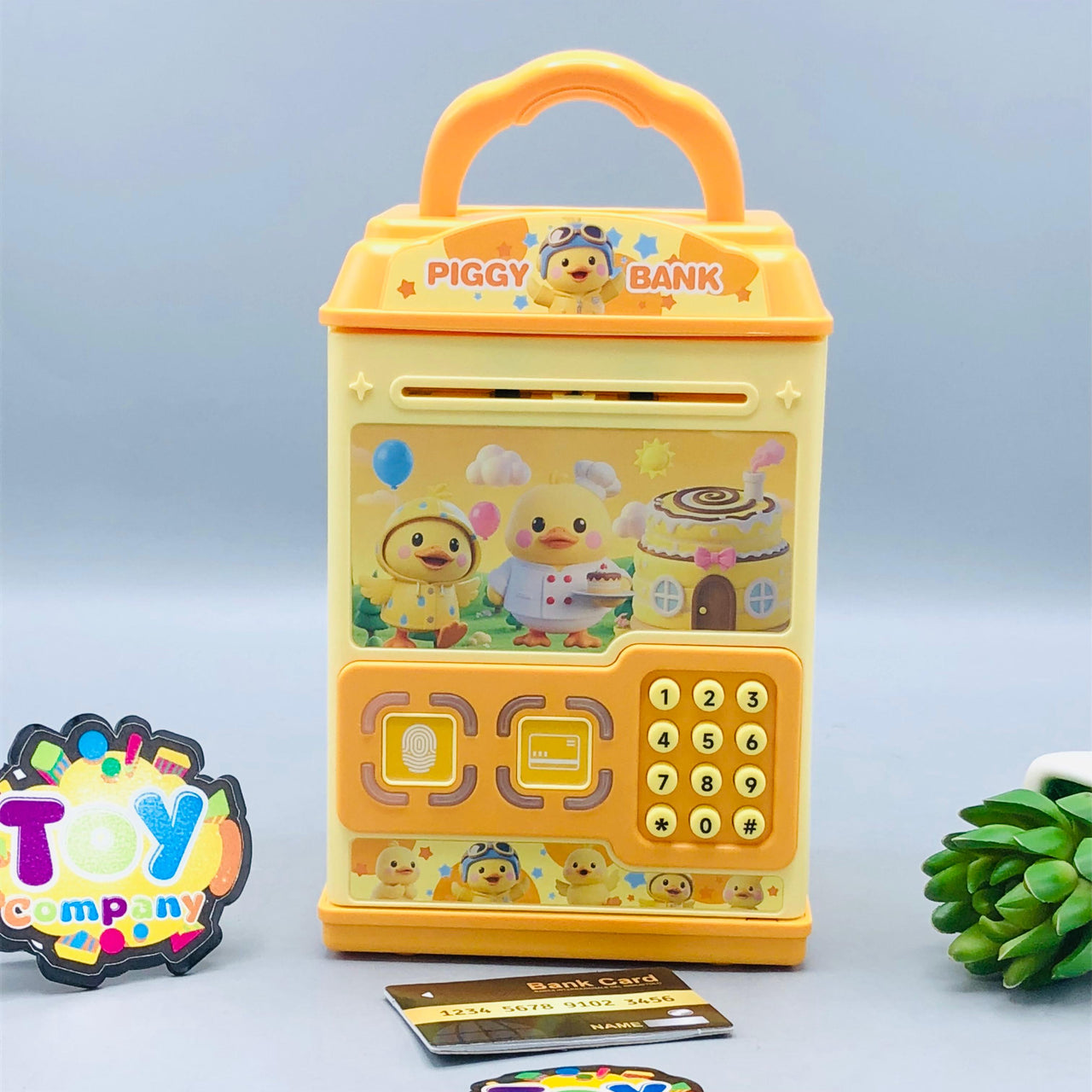 Kids Fingerprint & Swipe Card Unlock Piggy Bank - Yellow
