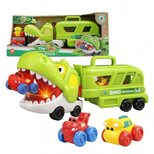 Kids Inertial Dinosaur Truck With Light & Sound - 2Pcs Cars