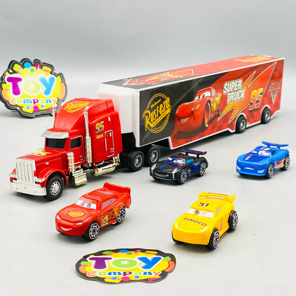 Kids Inertial McQueen Truck With 4Pcs Mini Cars