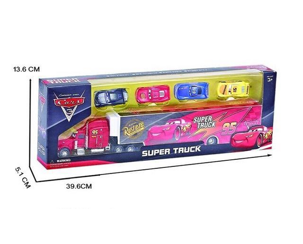 Kids Inertial McQueen Truck With 4Pcs Mini Cars