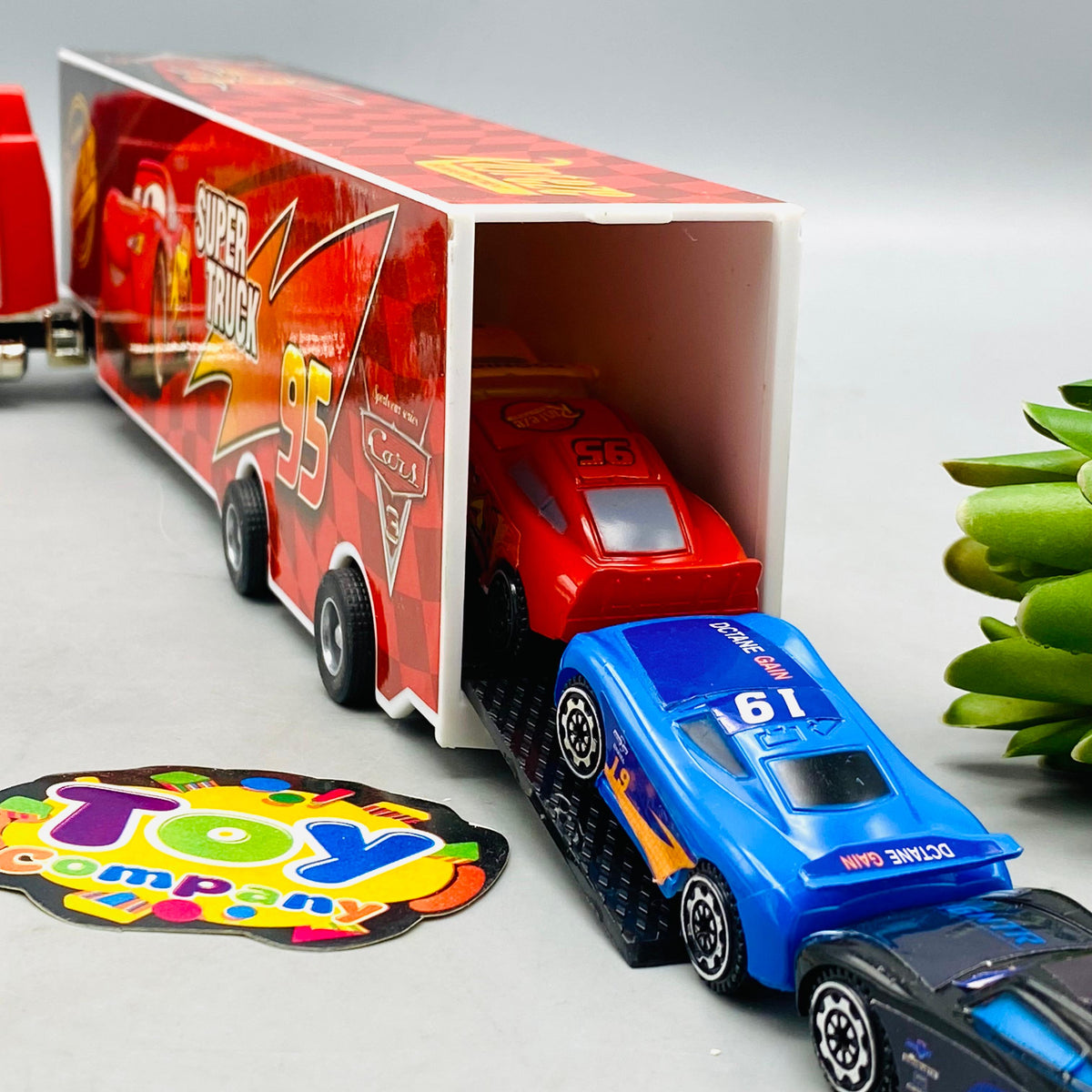 Kids Inertial McQueen Truck With 4Pcs Mini Cars