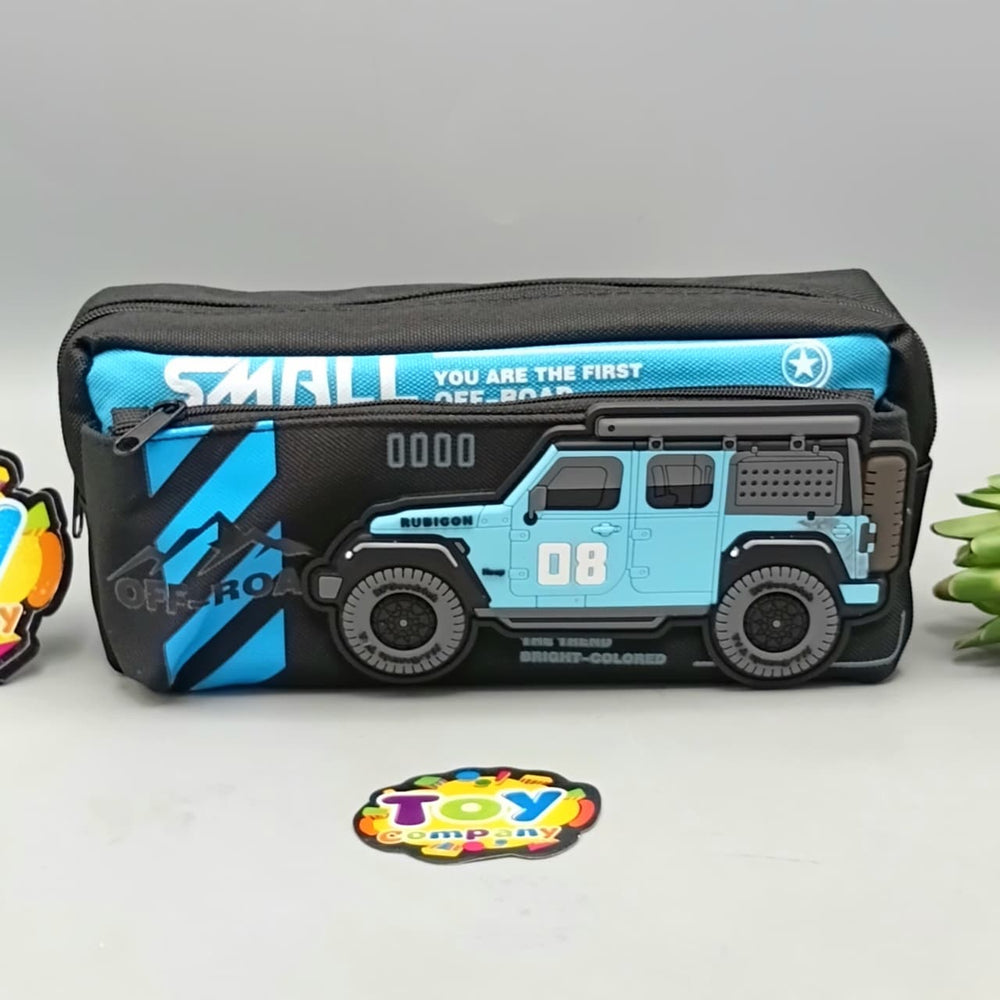 Kids Jeep Themed Pencil Pouch - Blue