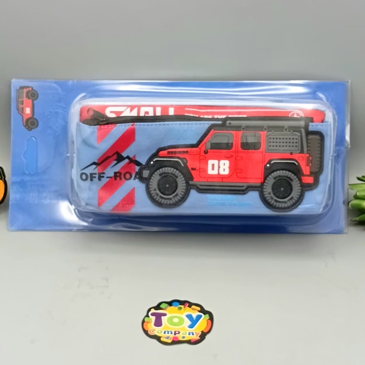 Kids Jeep Themed Pencil Pouch - Red