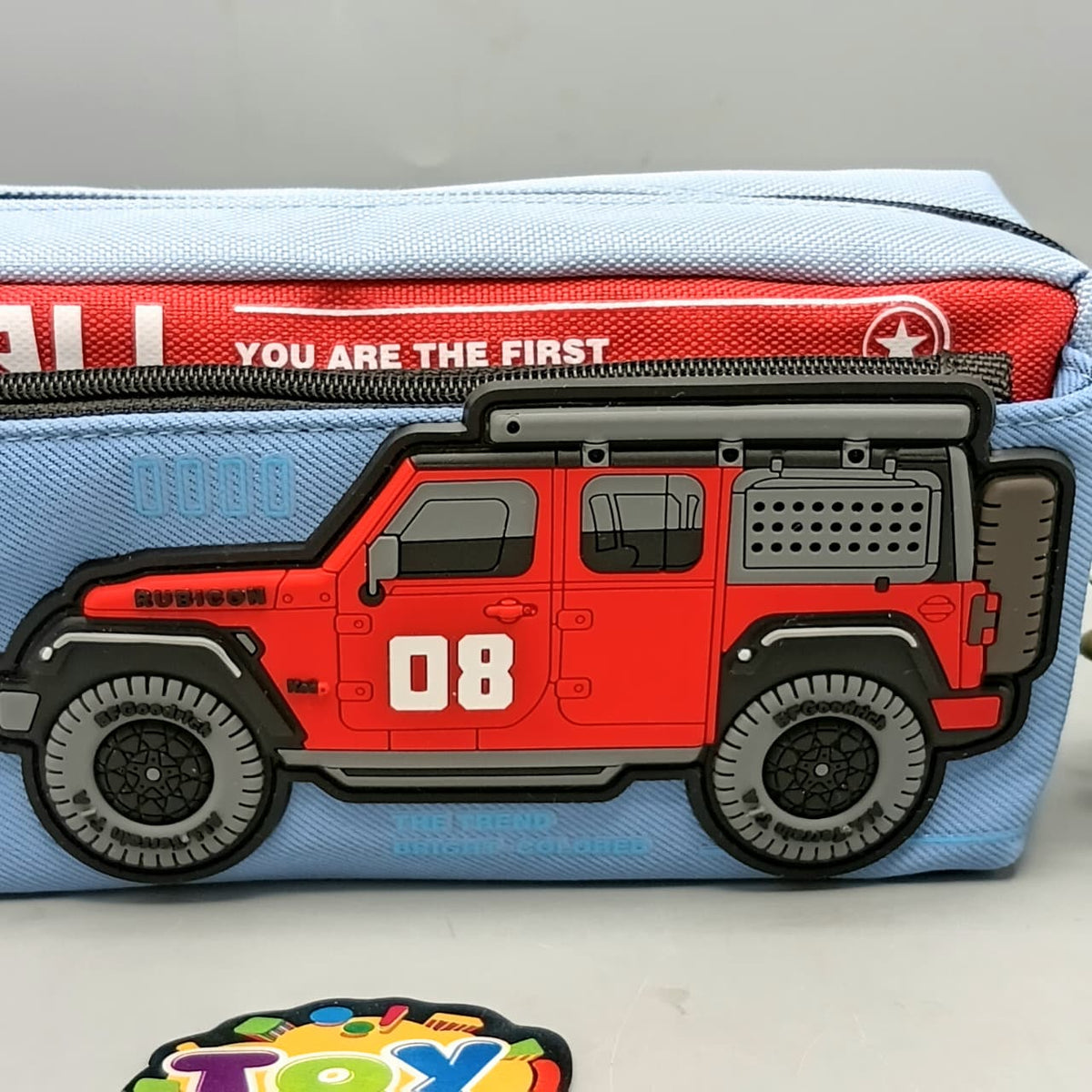 Kids Jeep Themed Pencil Pouch - Red